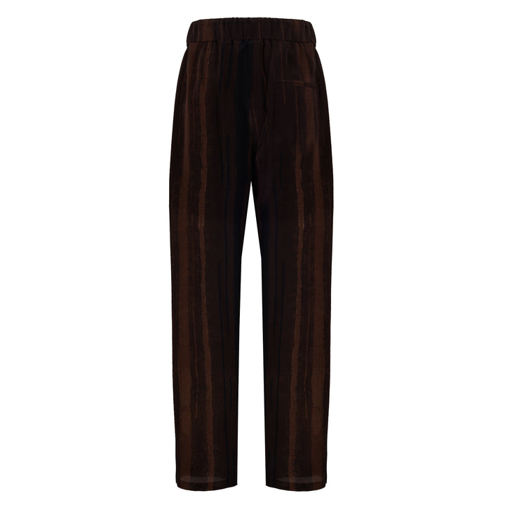 Pajabot silk trousers printed on a brown base