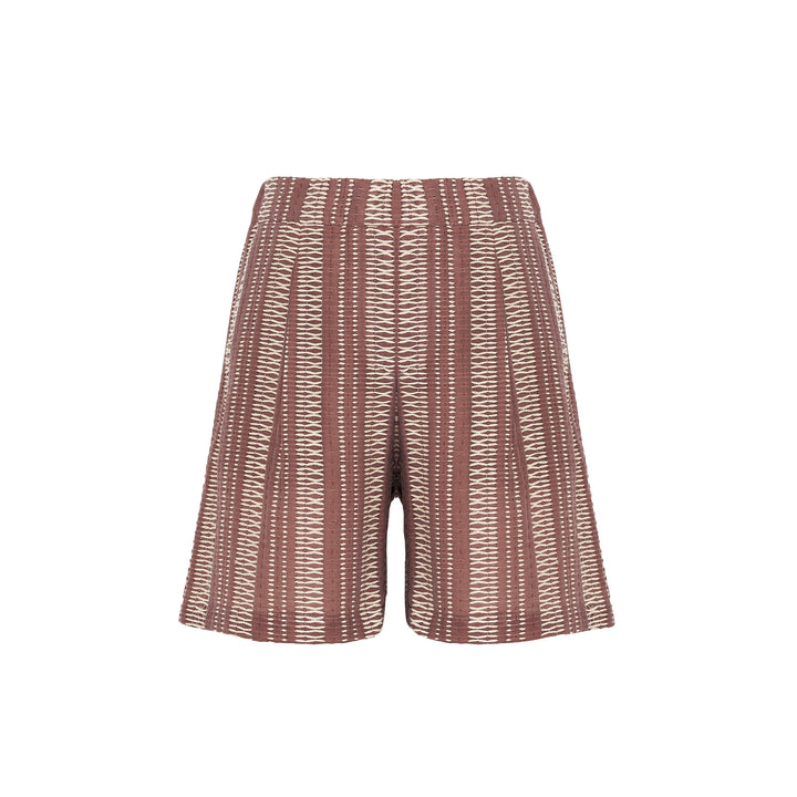Pantaloncino Tony in tessuto jacquard base marrone