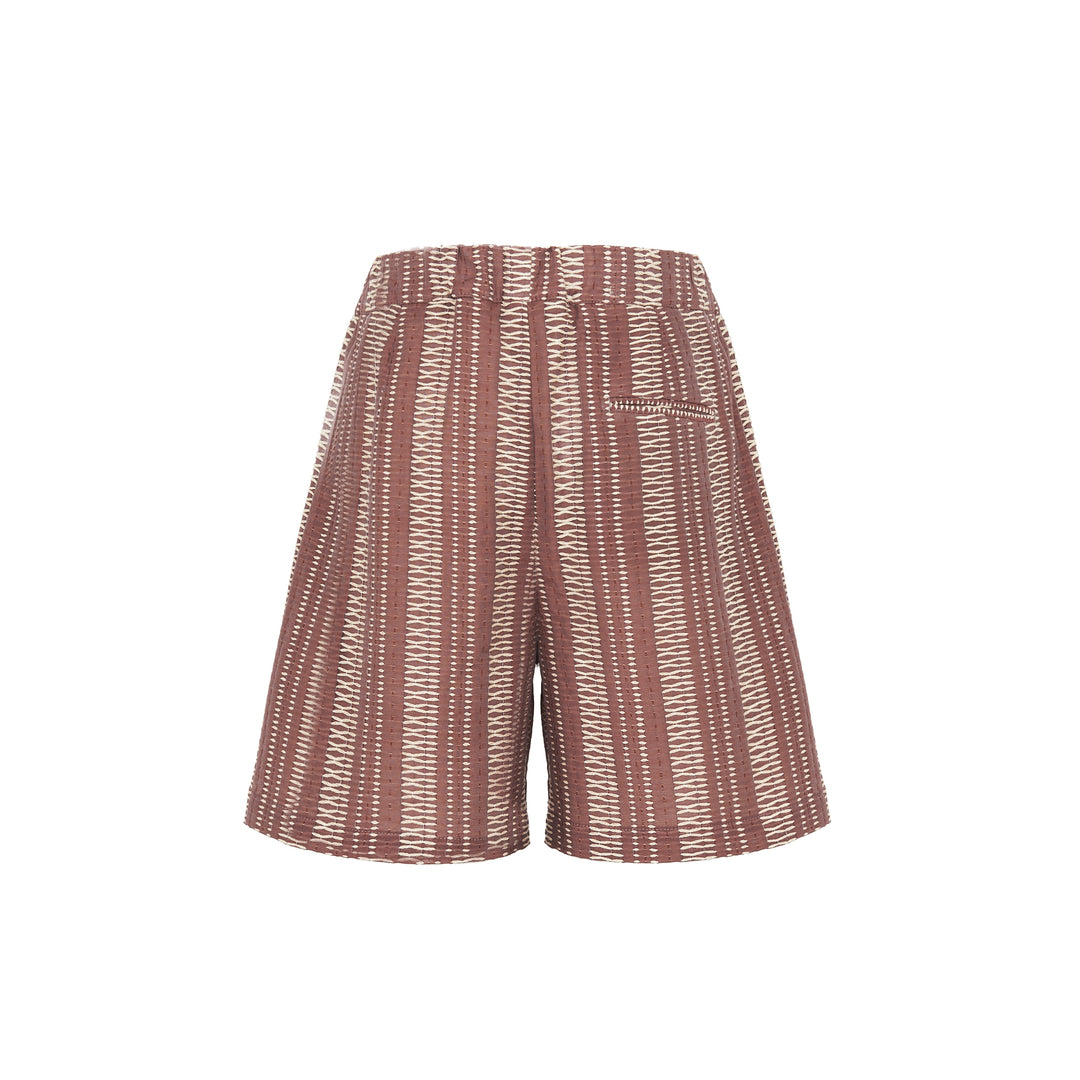 Pantaloncino Tony in tessuto jacquard base marrone