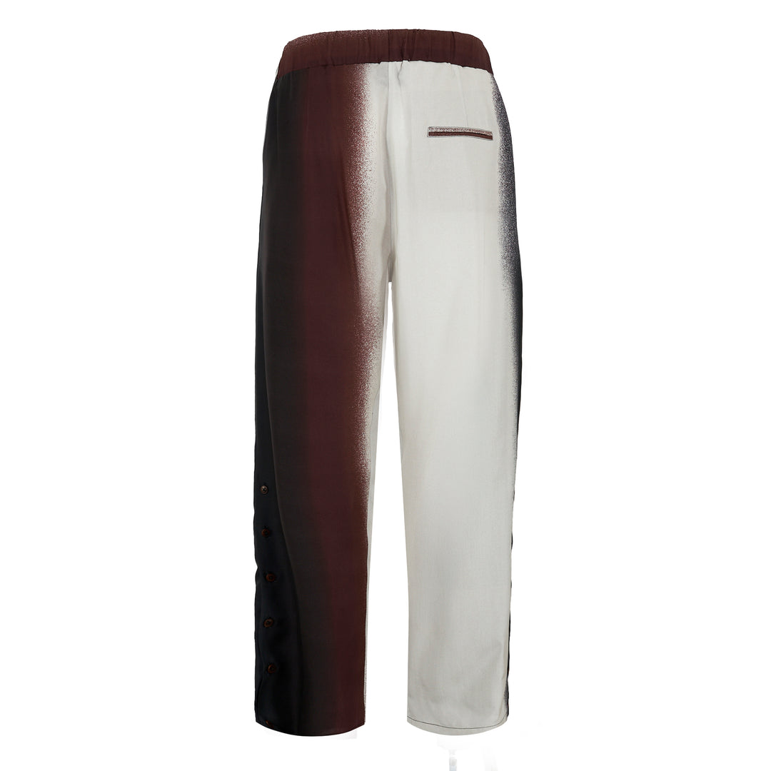 Pajabot trousers in cream and burgundy printed tencel
