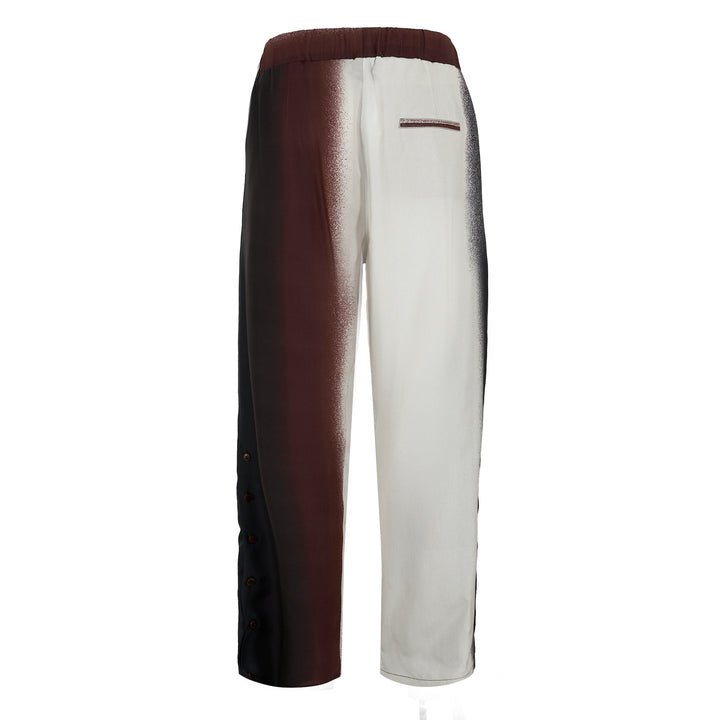 Pajabot trousers in cream and burgundy printed tencel