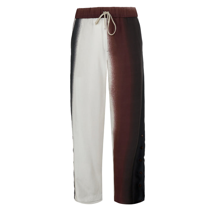 Pajabot trousers in cream and burgundy printed tencel