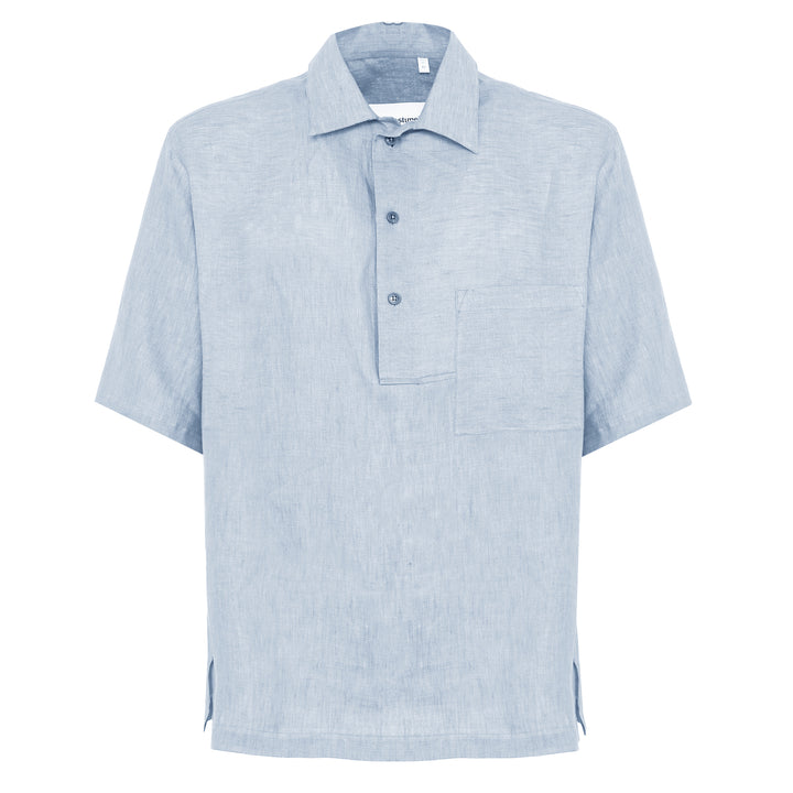 Polo Polx azzurro in lino