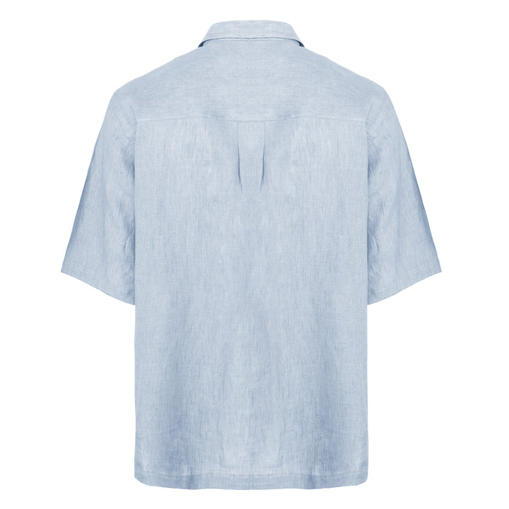 Polo Polx azzurro in lino