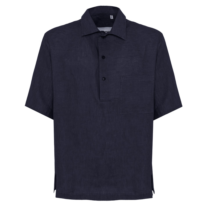 Polo Polx blu scuro in lino
