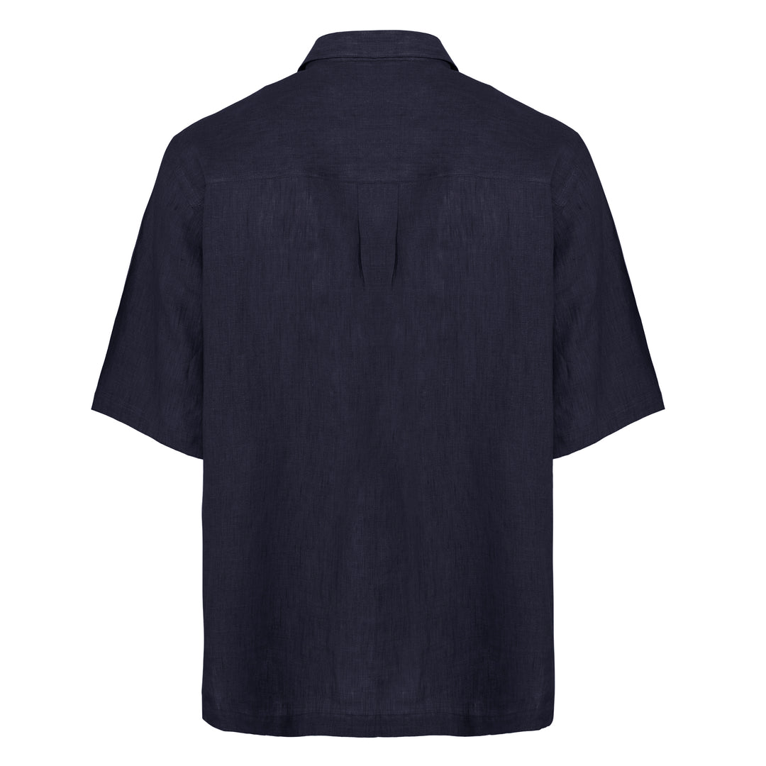 Polo Polx blu scuro in lino
