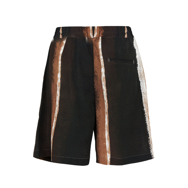 Pantaloncino Tony in tencel stampato base marrone