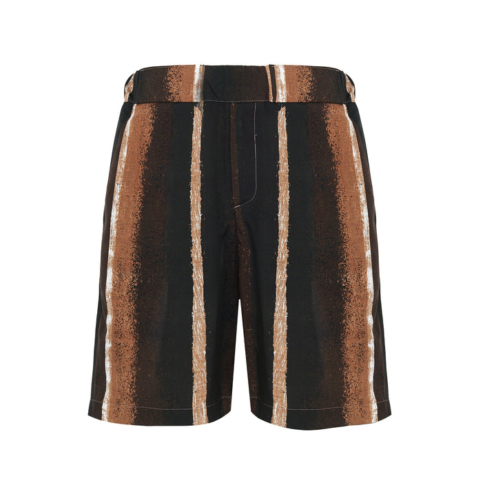 Pantaloncino Tony in tencel stampato base marrone