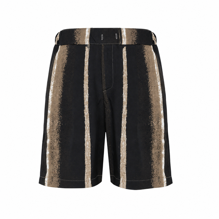 Pantaloncino Tony in tencel stampato base marrone e beige