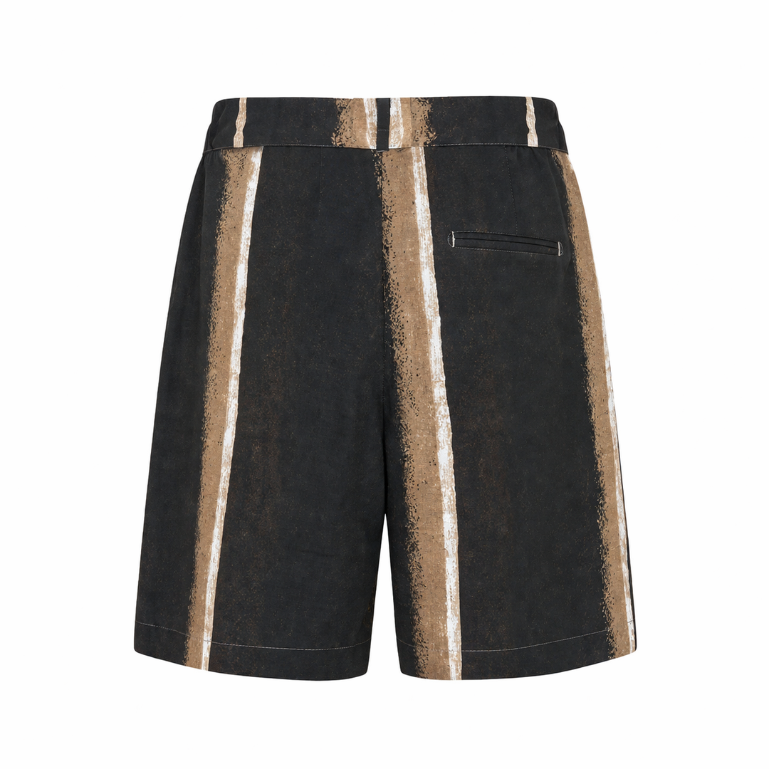 Pantaloncino Tony in tencel stampato base marrone e beige