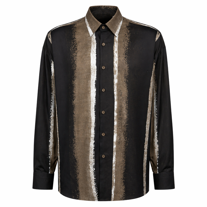 Camicia Valentino stampata in tencel base marrone scuro