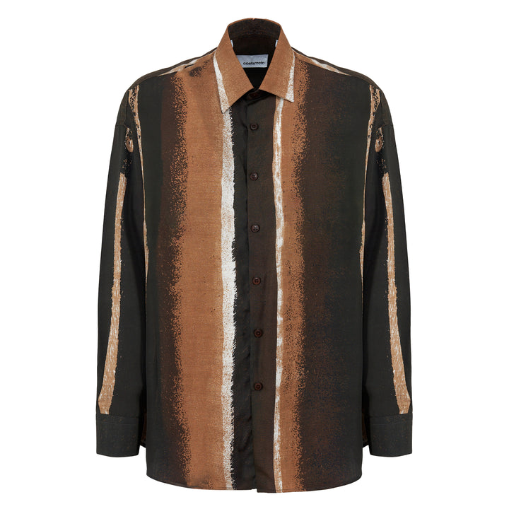 Camicia Valentino stampata in tencel base marrone