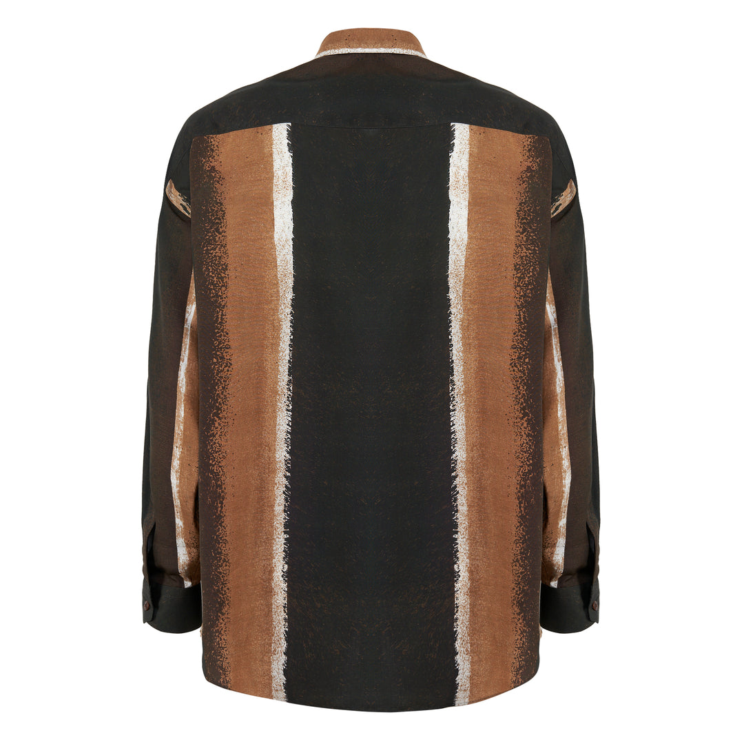 Camicia Valentino stampata in tencel base marrone