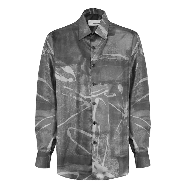 Camicia Valentino base grigia stampata in seta