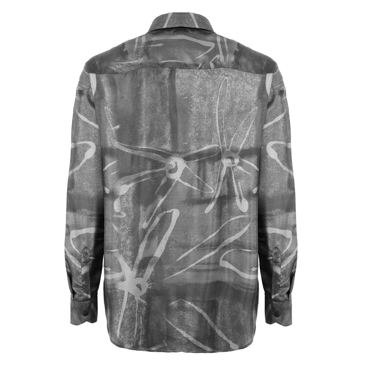 Camicia Valentino base grigia stampata in seta
