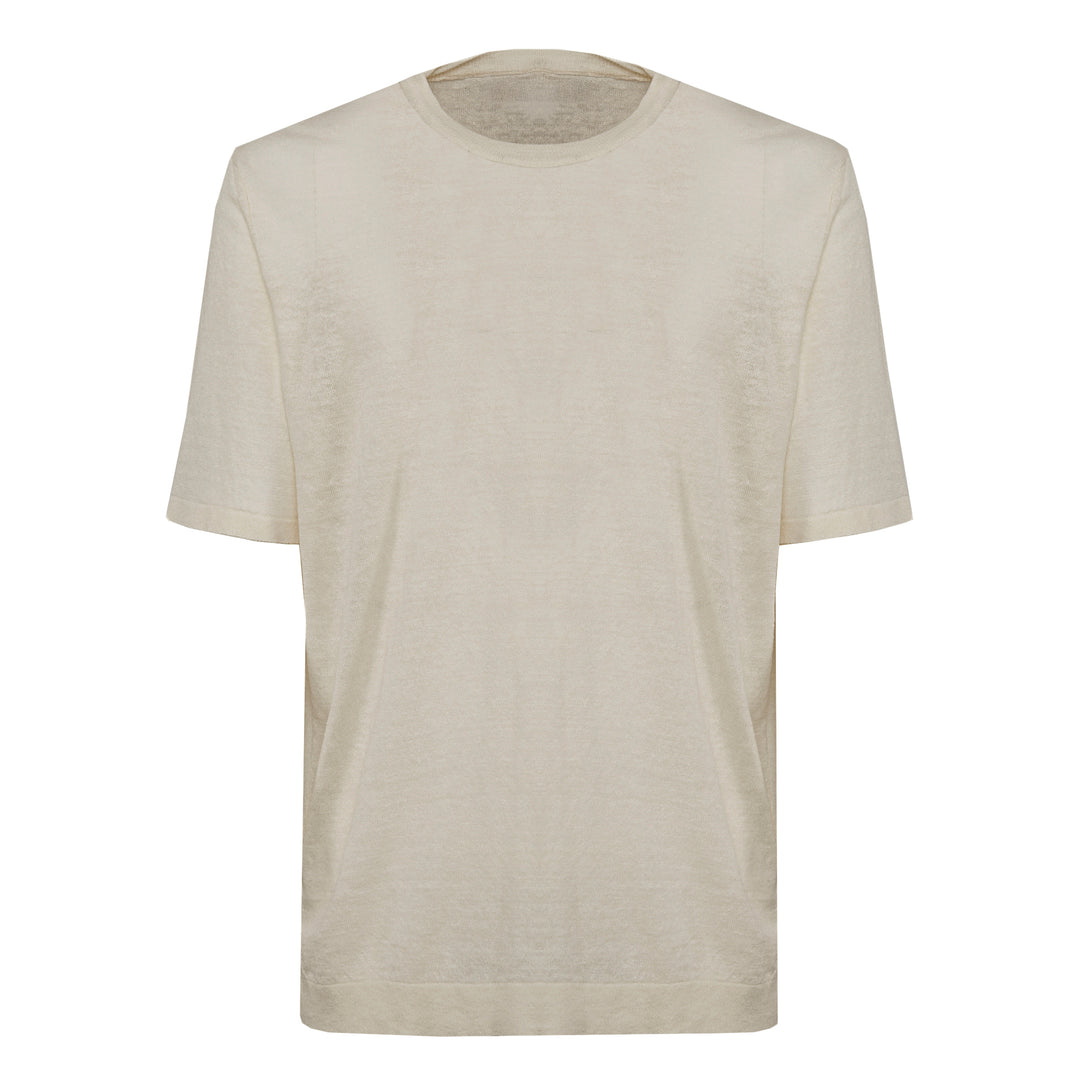 T-shirt Sofia beige in lino e cotone