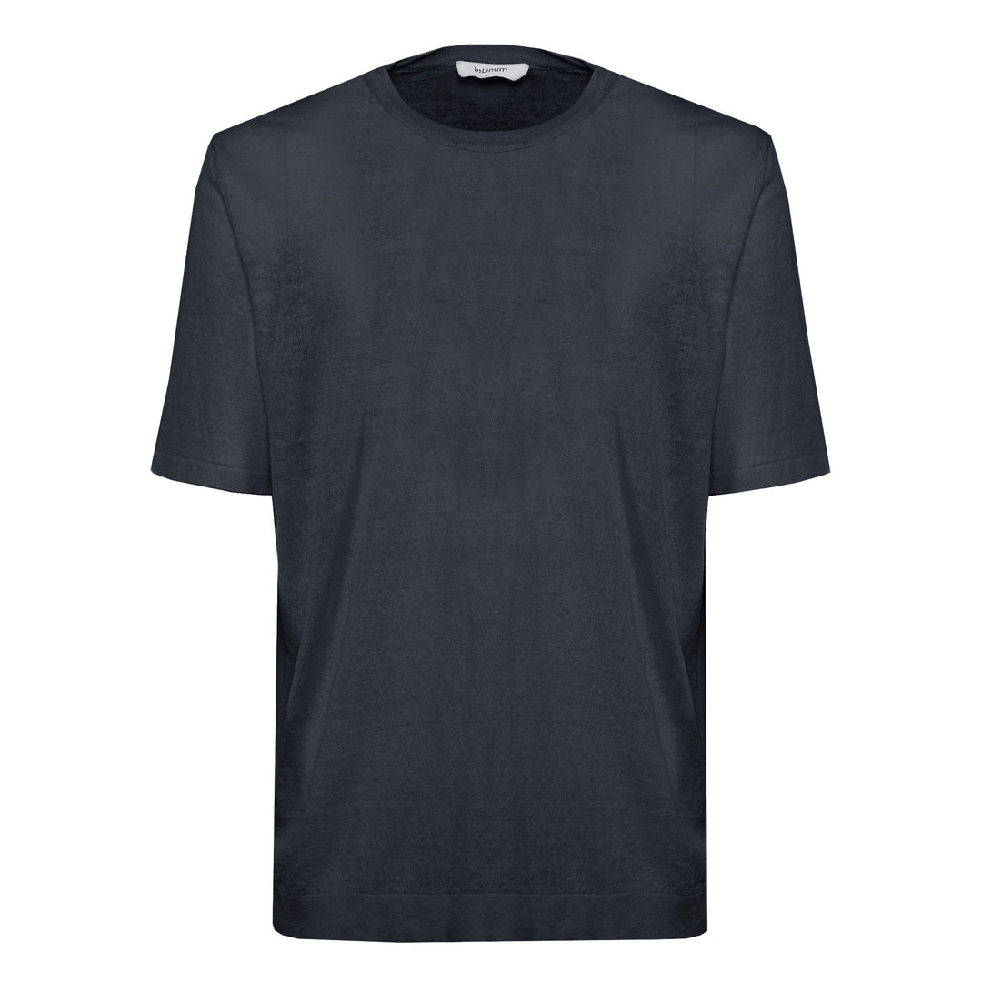 T-shirt Sofia blu in lino e cotone