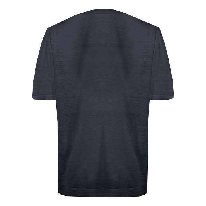 T-shirt Sofia blu in lino e cotone