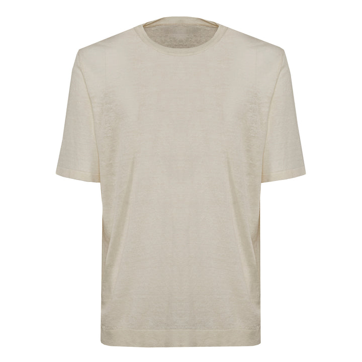 T-shirt Sofia beige in lino e cotone