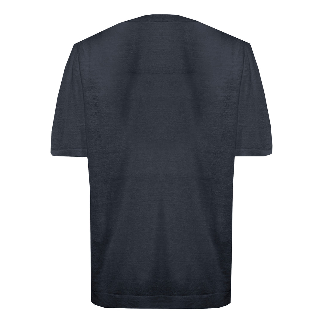 T-shirt Sofia blu in lino e cotone