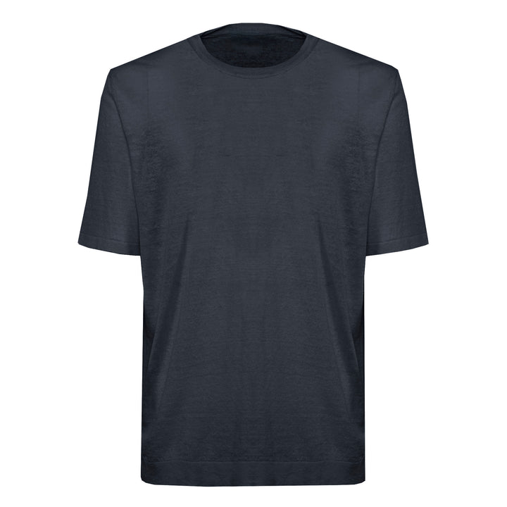 T-shirt Sofia blu in lino e cotone