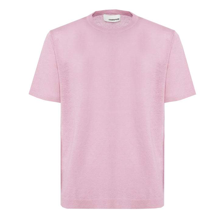 T-shirt Sofia rosa in lino e cotone