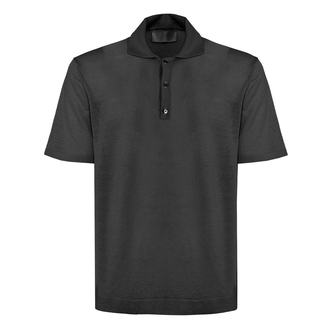 Polo Putri nero in lino e cotone