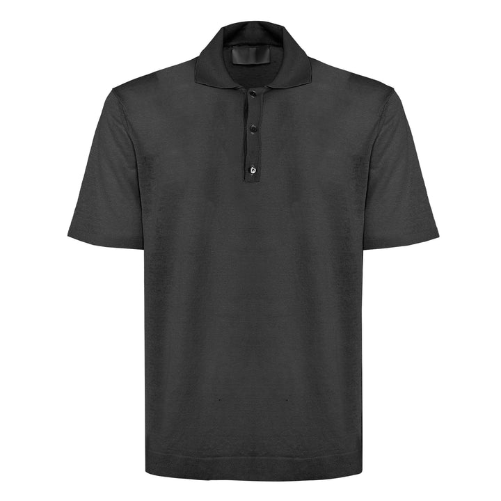 Polo Putri nero in lino e cotone