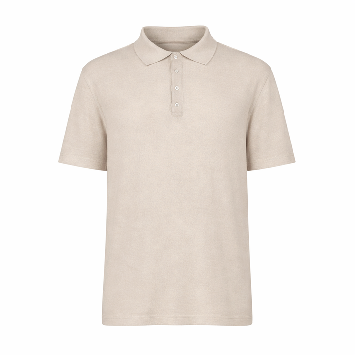 Light beige Putri polo shirt in linen and cotton