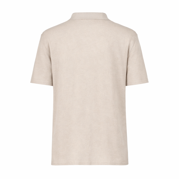 Light beige Putri polo shirt in linen and cotton