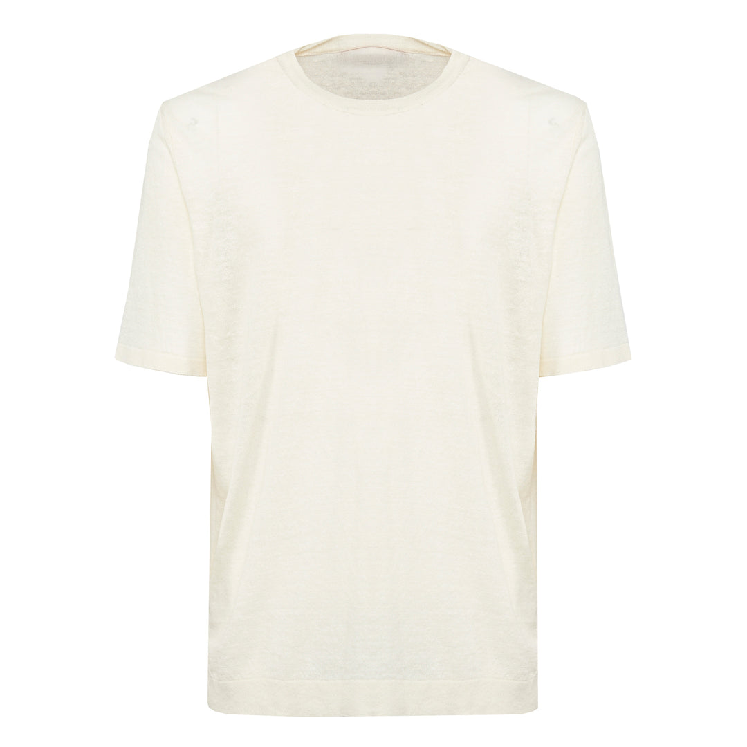 T-shirt Sofia panna in lino e cotone