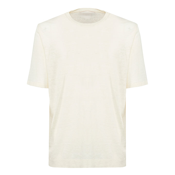 T-shirt Sofia panna in lino e cotone