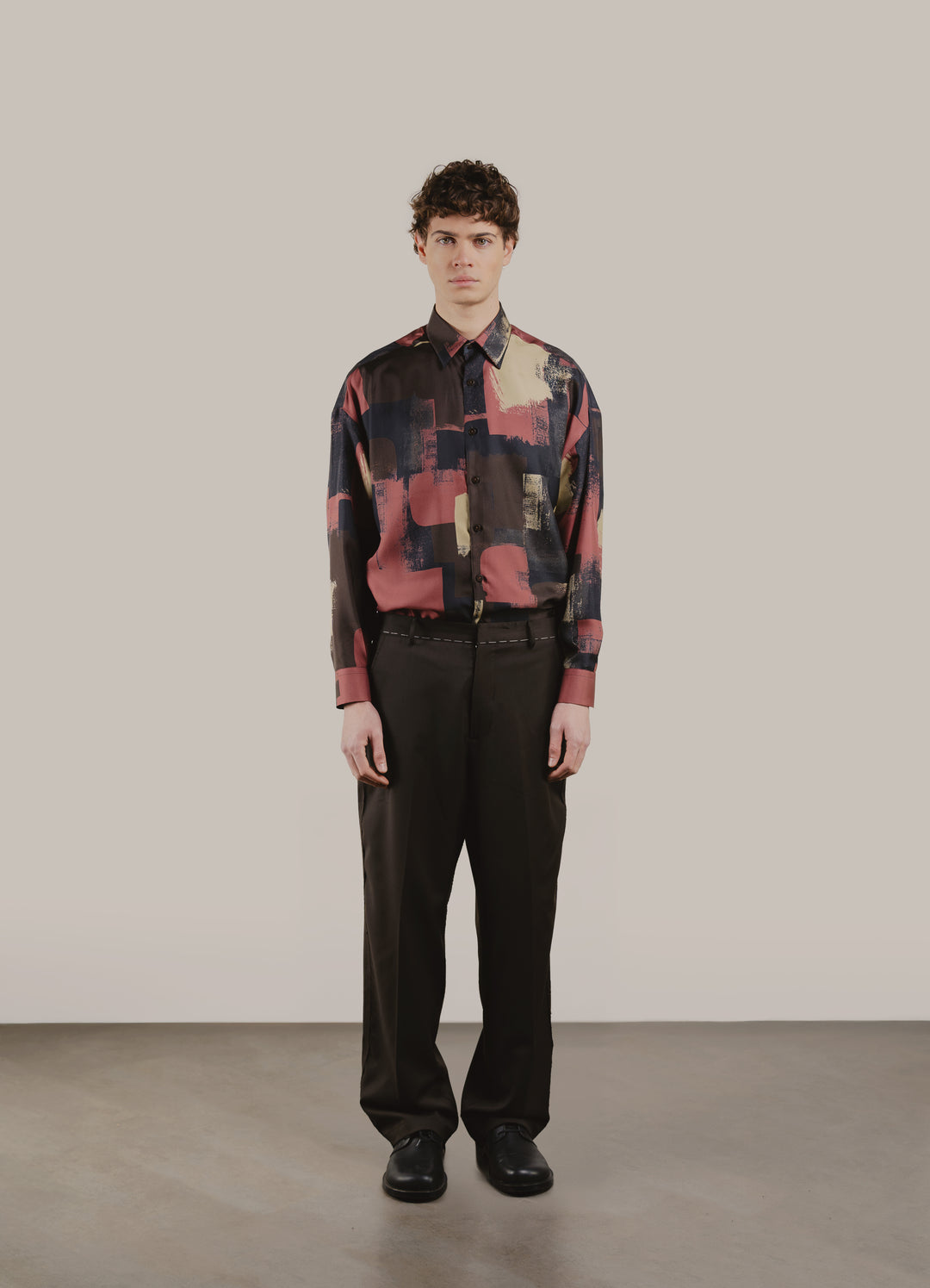Pantalone Alain marrone in flanella di lana