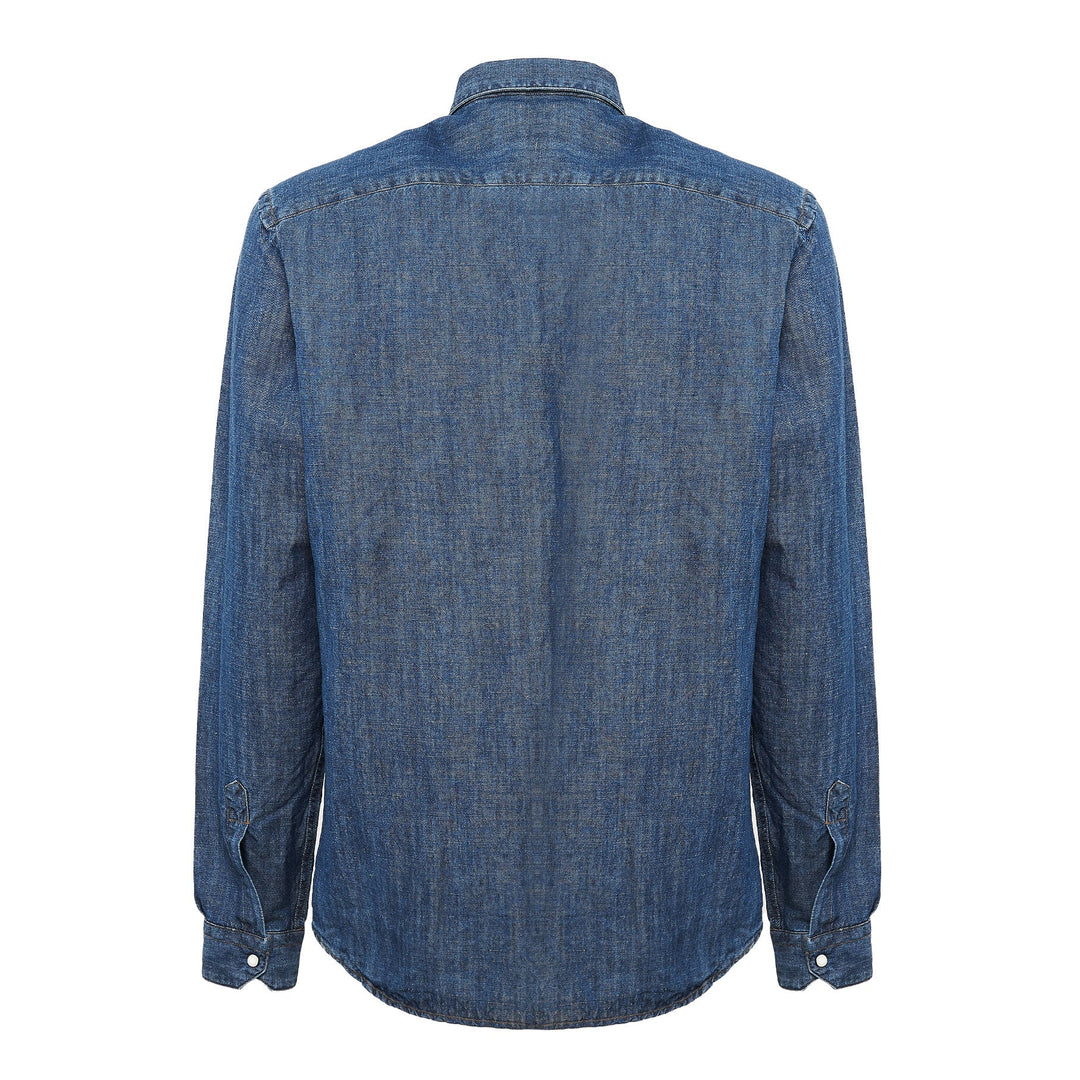 Camicia Mark in denim in lino e cotone