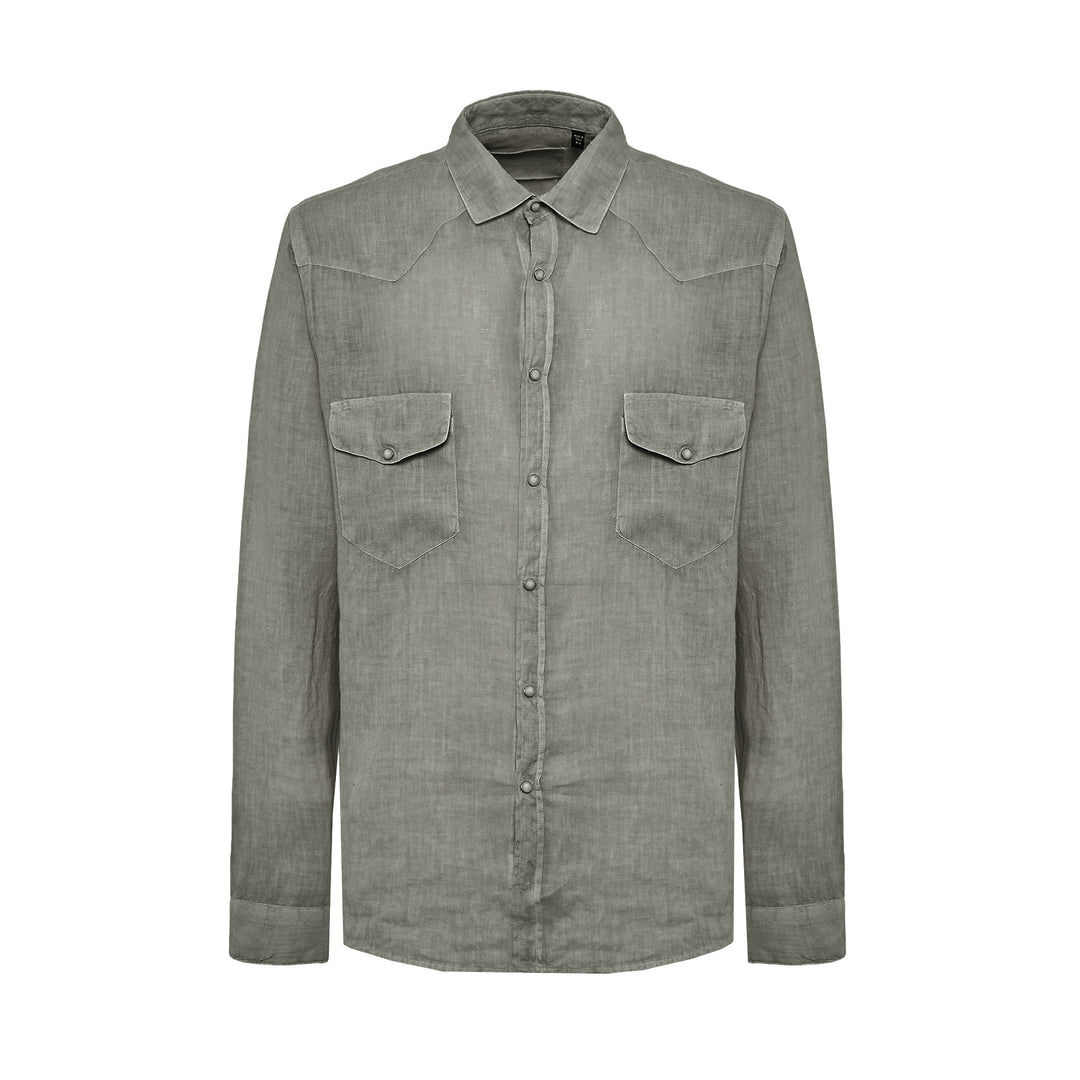 Camicia Mark verde fango in lino
