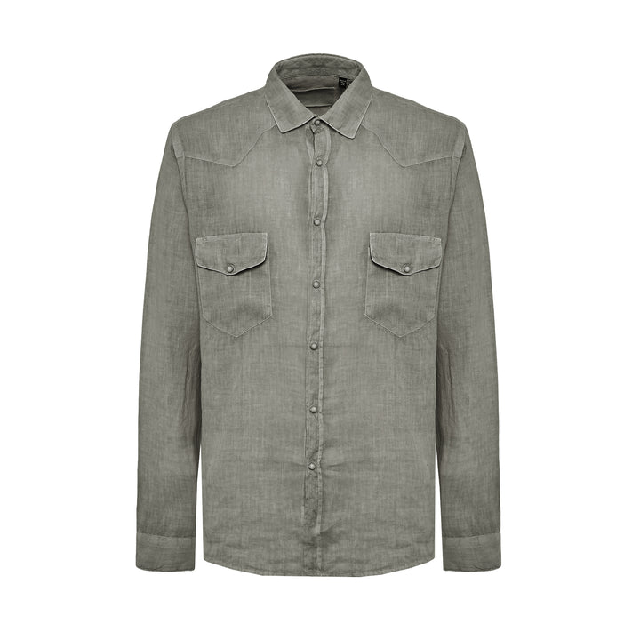 Camicia Mark verde fango in lino