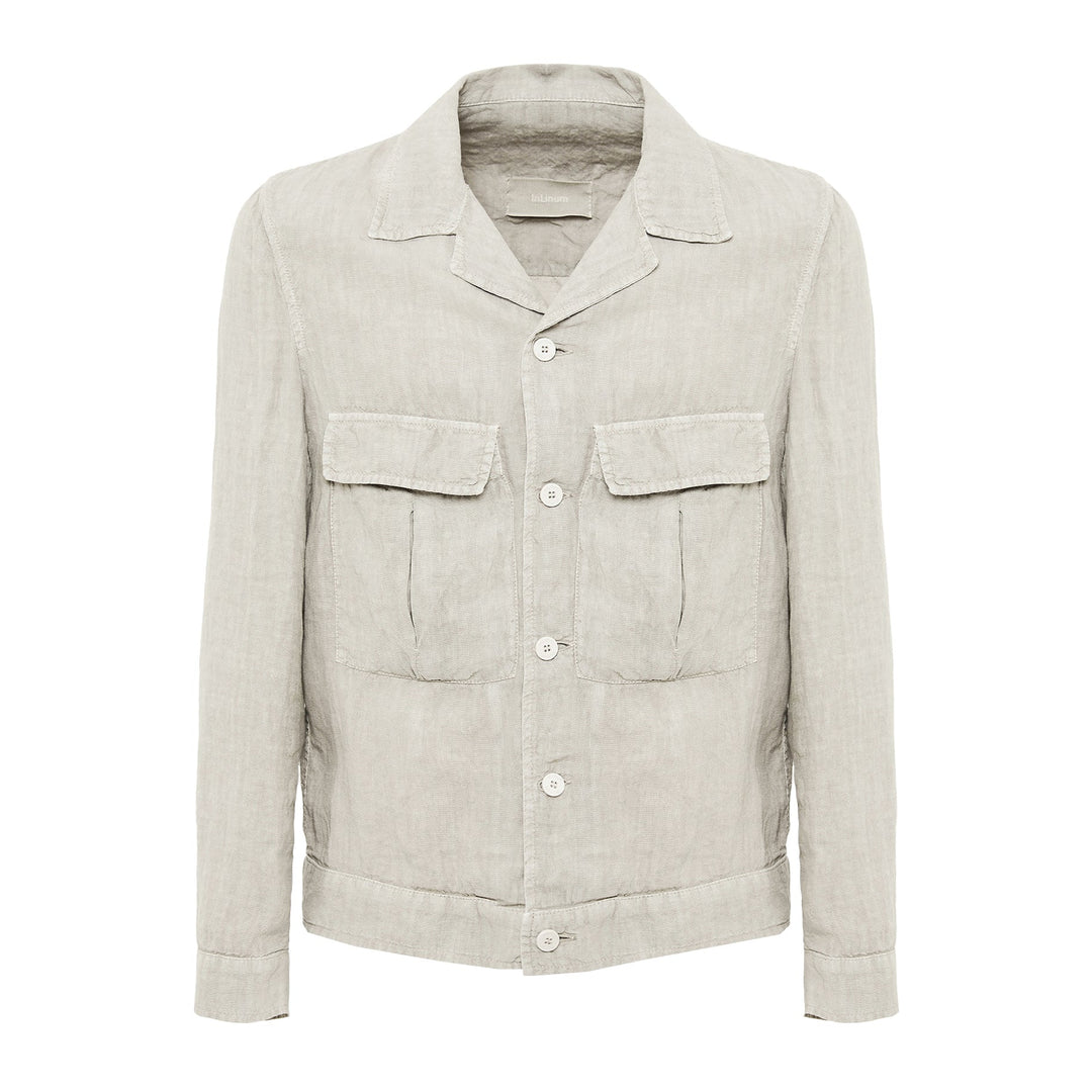 Giacca Worker tortora in lino
