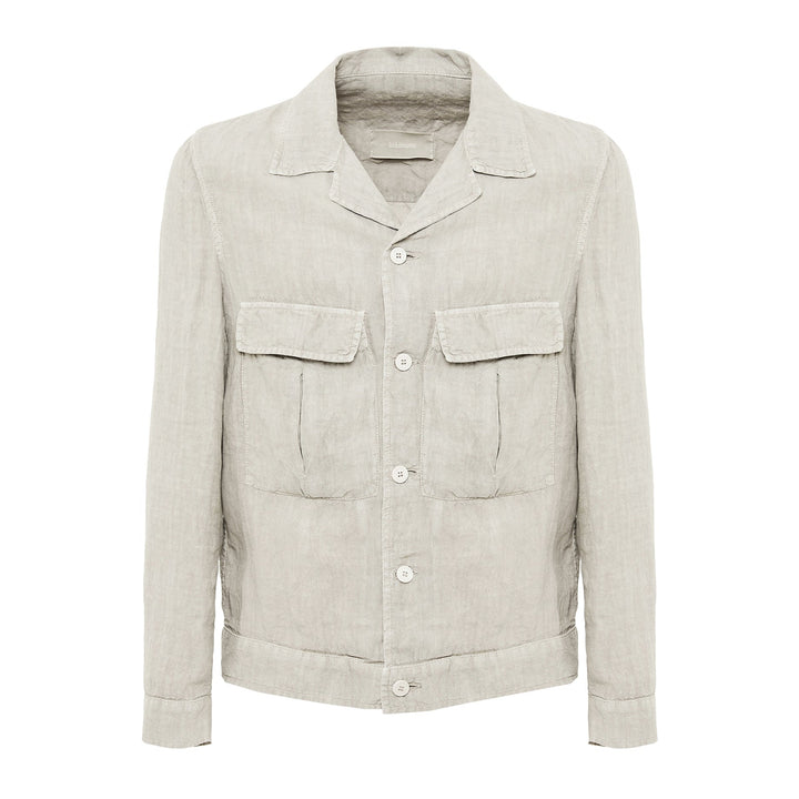 Giacca Worker tortora in lino