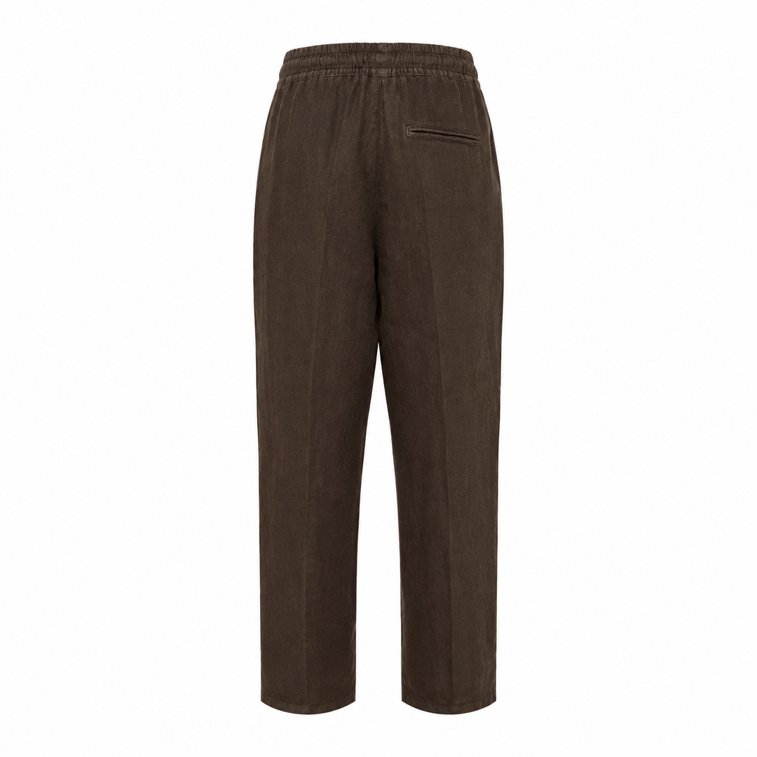 Pantalone Pajama marrone in lino