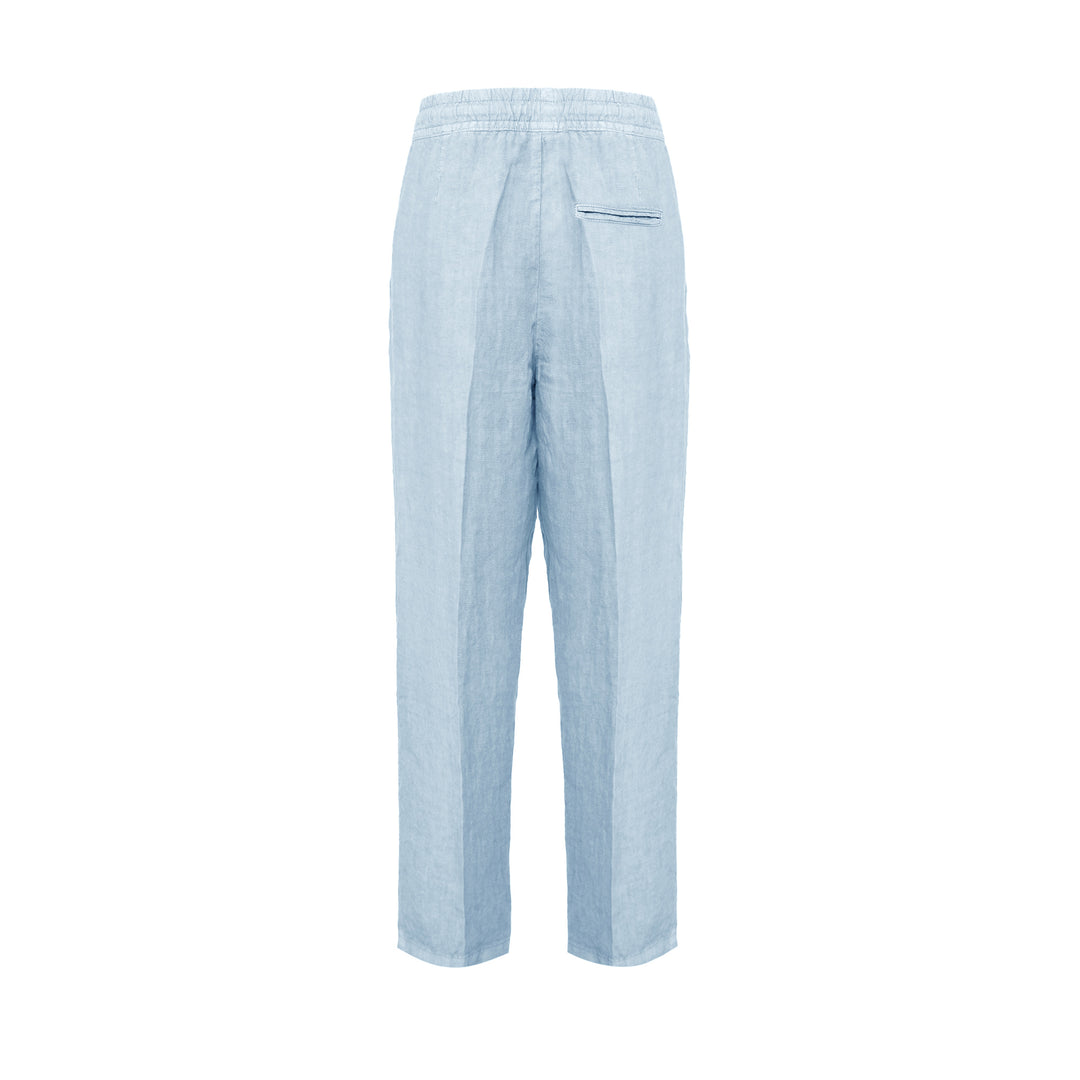 Pantalone Pajama celeste in lino
