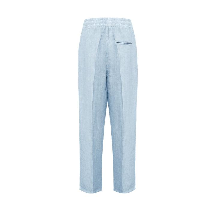 Pantalone Pajama celeste in lino