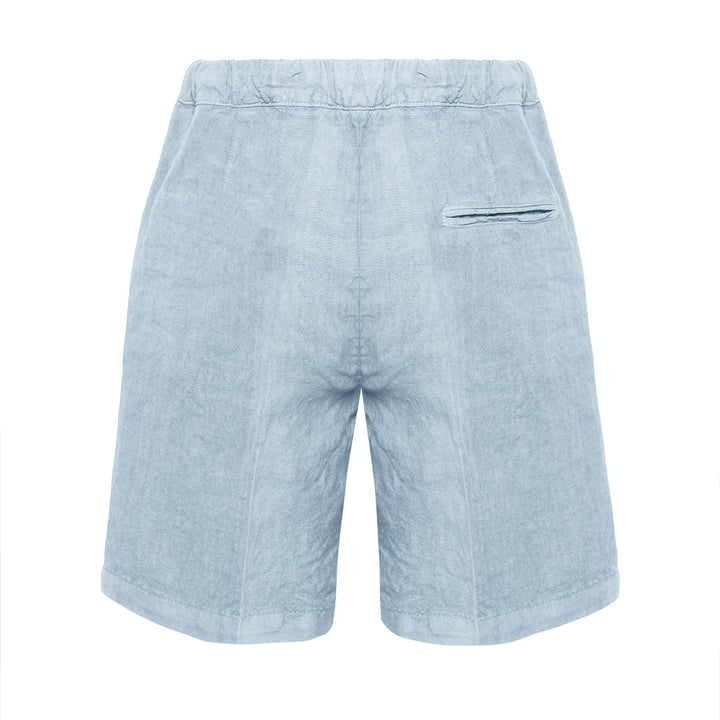 Pantaloncino Pajama corto celeste in lino