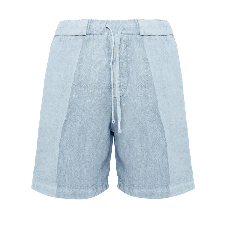 Pantaloncino Pajama corto celeste in lino