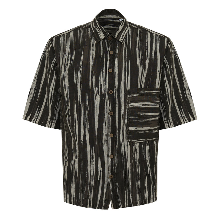 Camicia Stefano a maniche corte military in lino
