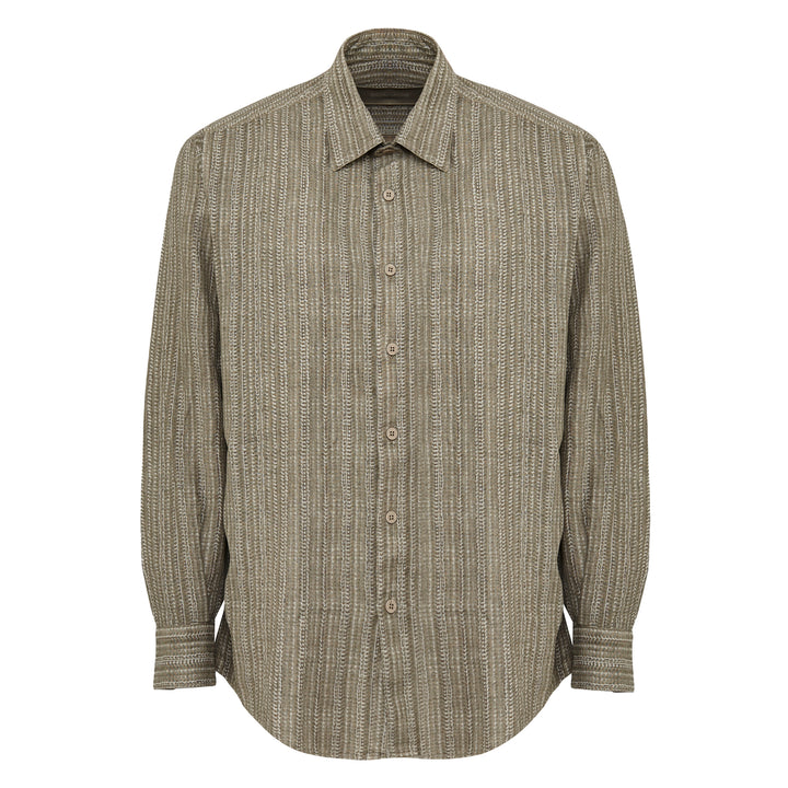 Camicia Valentino con stampa base fango in lino