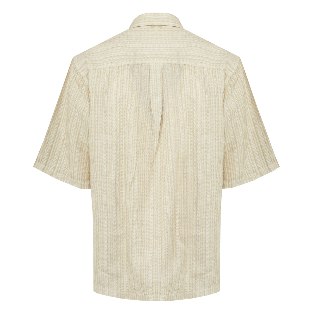 Camicia Stefano a maniche corte base tortora in lino
