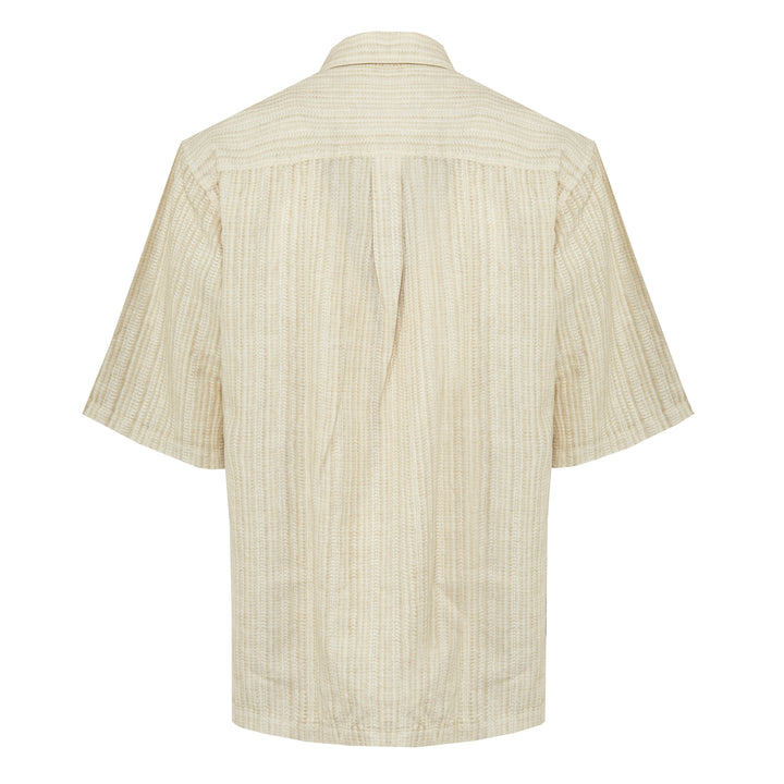 Camicia Stefano a maniche corte base tortora in lino