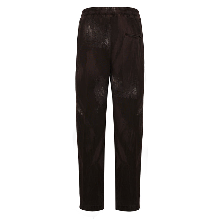 Pantalone Pajama marrone con stampe in lino
