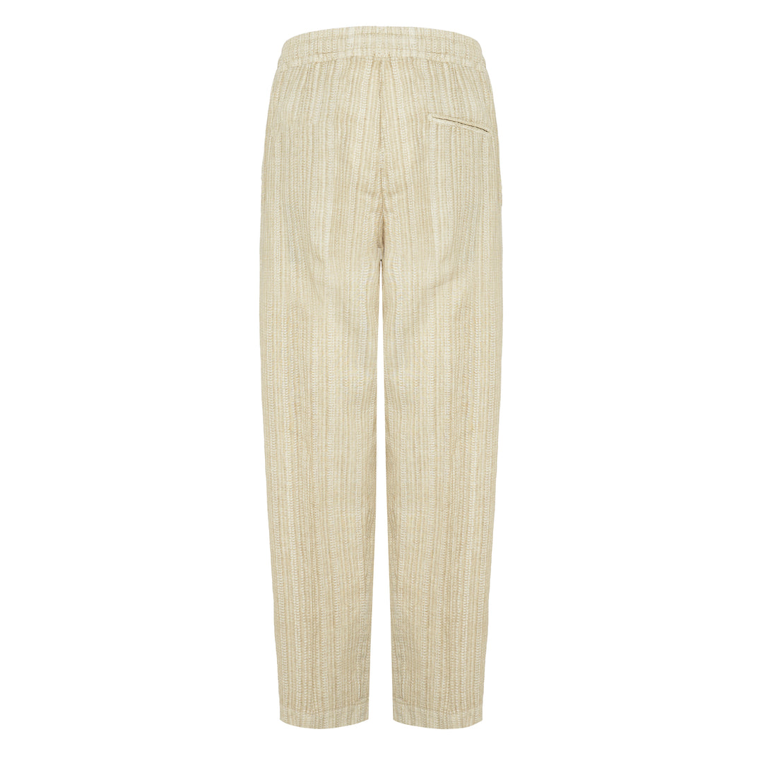 Pantalone Pajama base tortora con stampa in lino