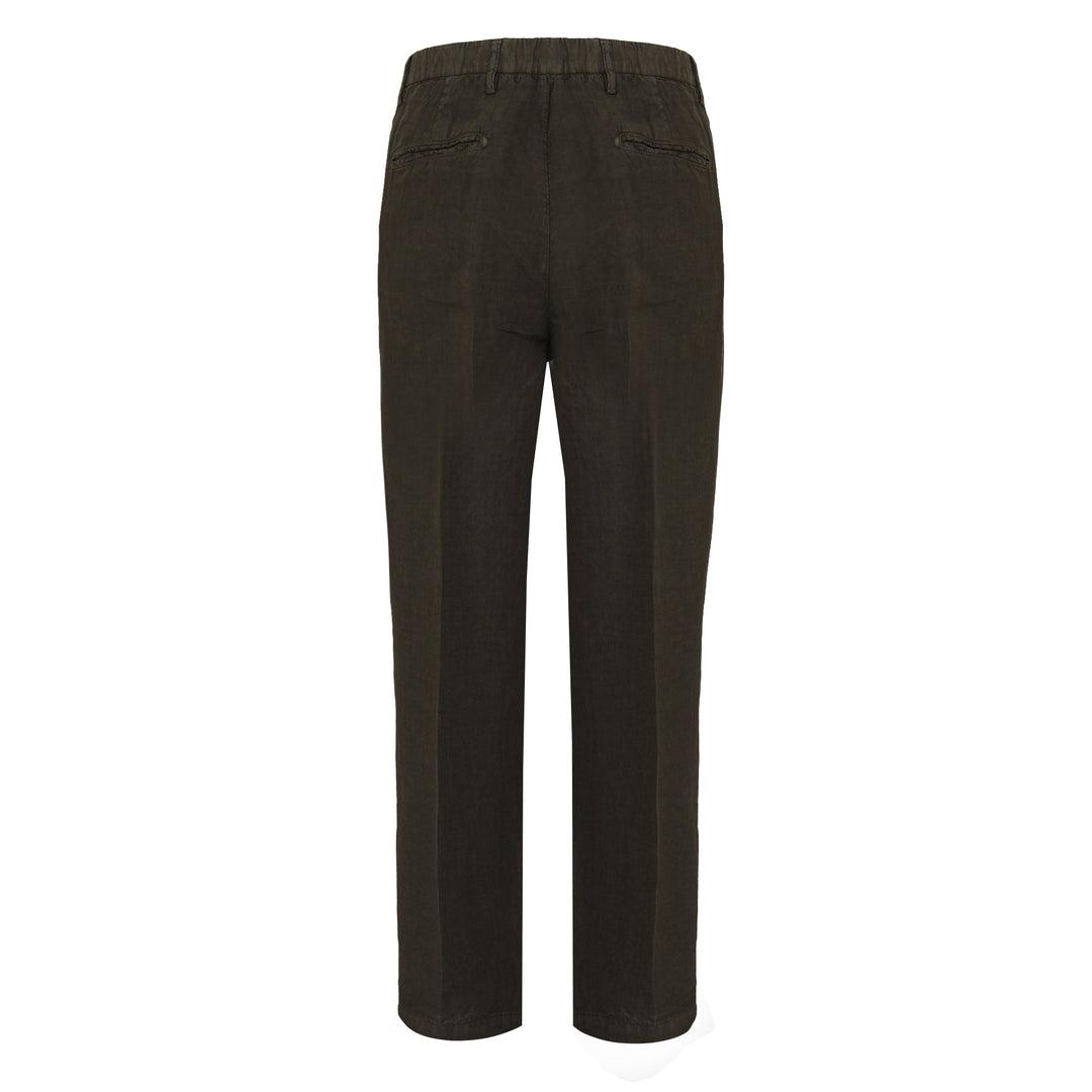 Pantalone Alain verde militare in lino